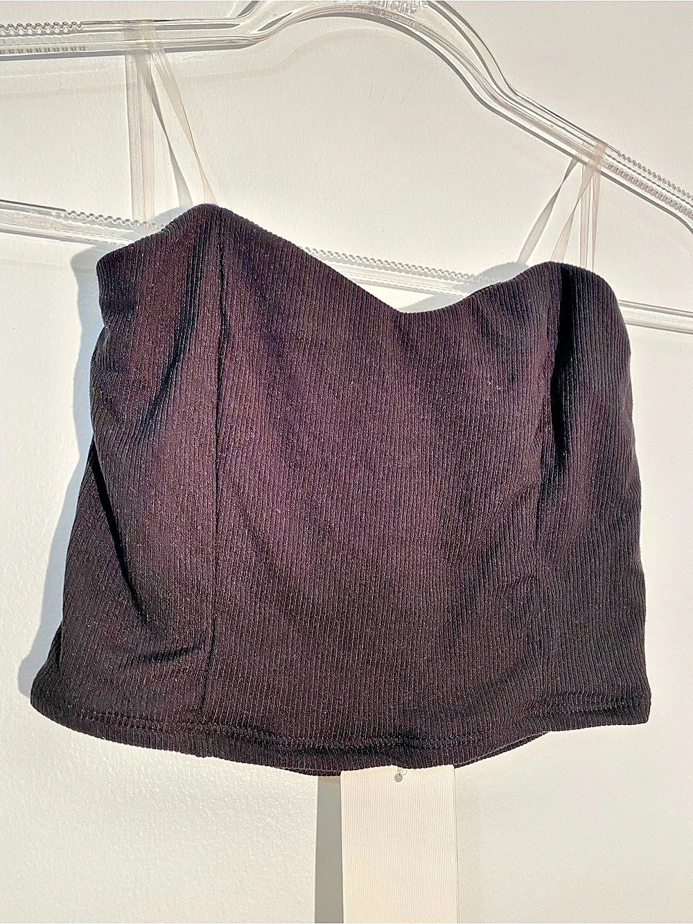 Gaze Black Ribbed Crop Top Size S/M NWT